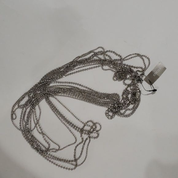 ✨ Chico's Silver-Tone Layered Chain Crystal Necklace - Stylish Women's Jewelry ✨ - Picture 8 of 8